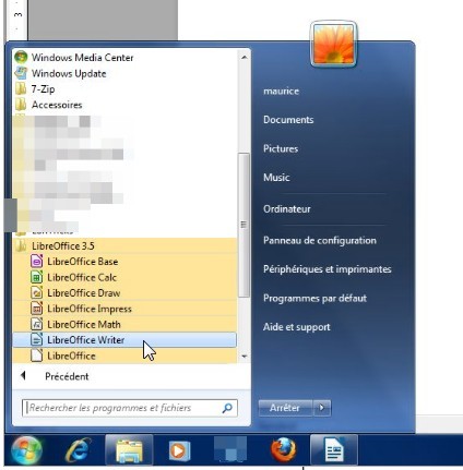 Démarrer Ooo Writer