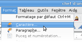 Format > Caractères
