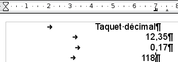 Taquet décimal