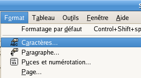 Format de caractères