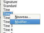 Menu contextuel > Modifier